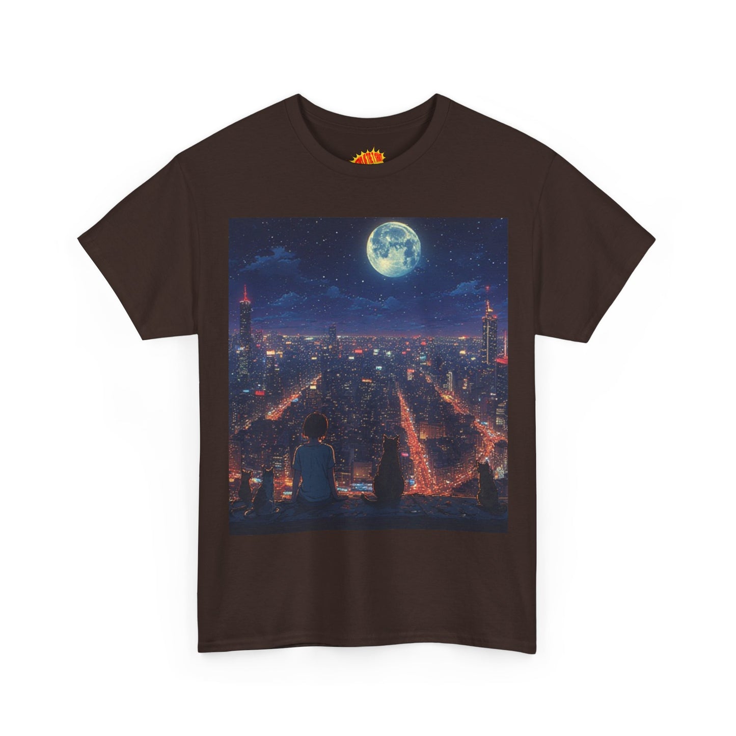 Anime City Neon Night Scene w/Cats T-Shirt *Multiple Colors*