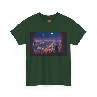 Anime Neon Cityscape Scene w/Cats T-Shirt