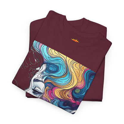 Face w/Color Hair Graphic Art Tee Shirt