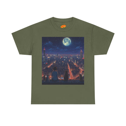 Anime City Neon Night Scene w/Cats T-Shirt