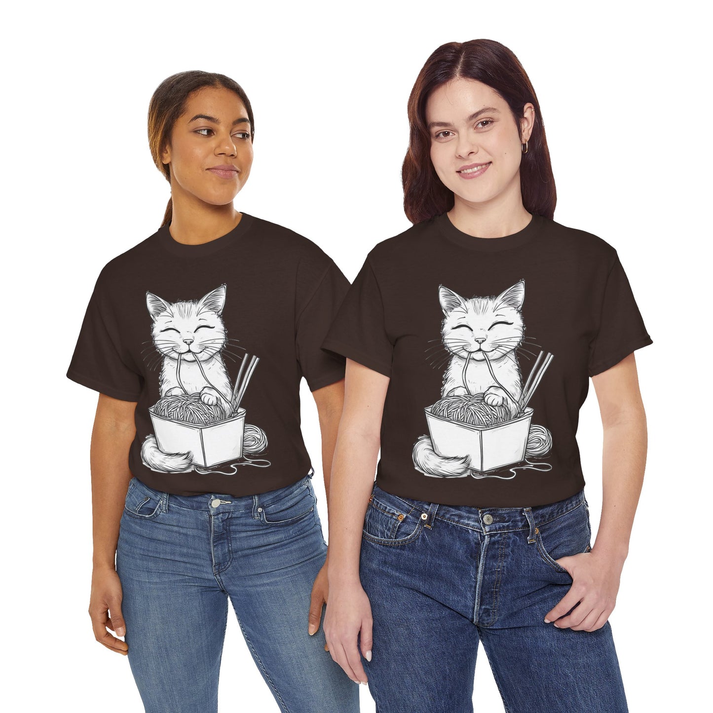 Cat w/Noodles Drawing Art Tee Shirt *Multiple Colors*
