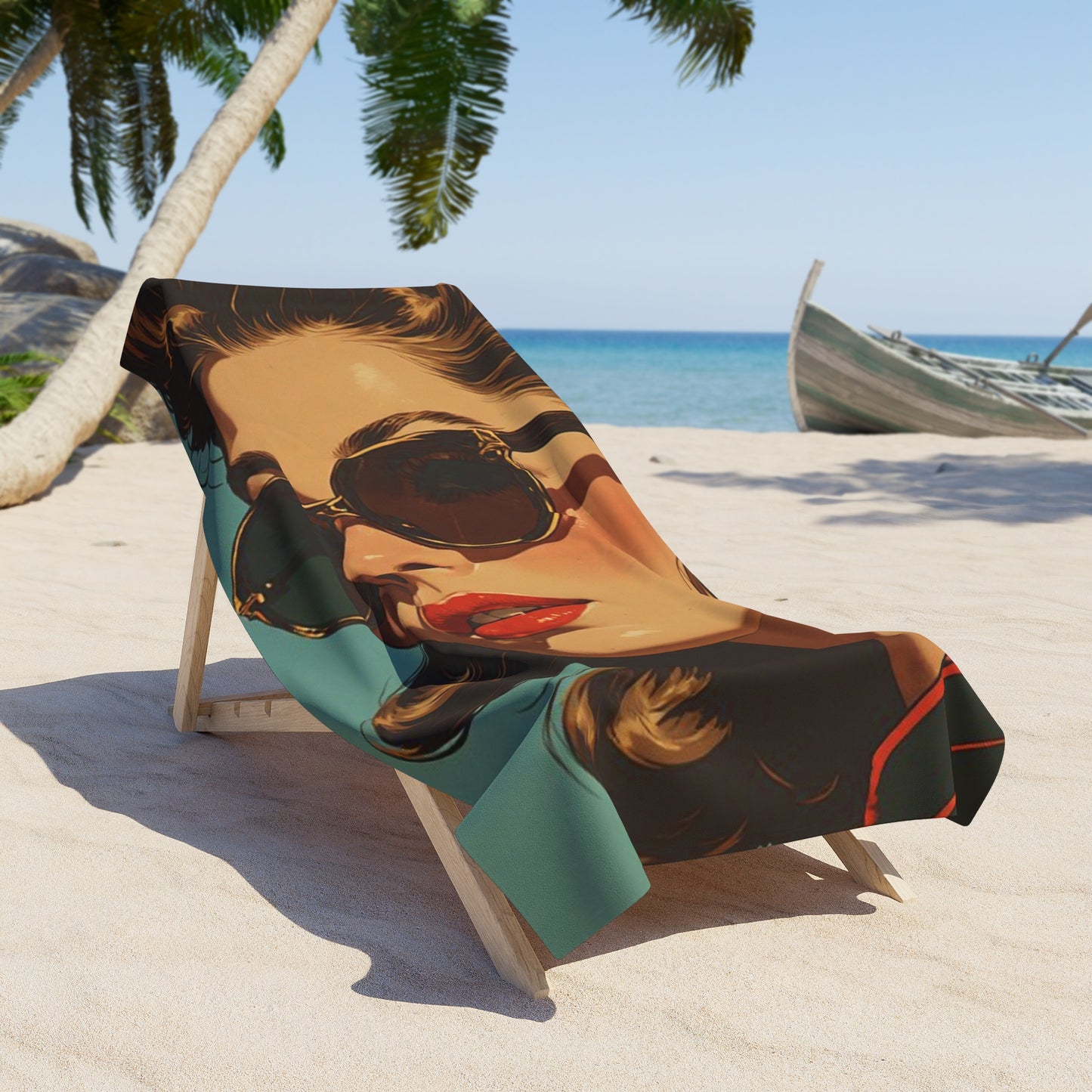 Retro Pop Art Beach Towel | Vintage Style Glamour Model Art Print Towel 2 Sizes