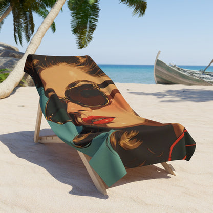 Retro Pop Art Beach Towel | Vintage Style Glamour Model Art Print Towel 2 Sizes