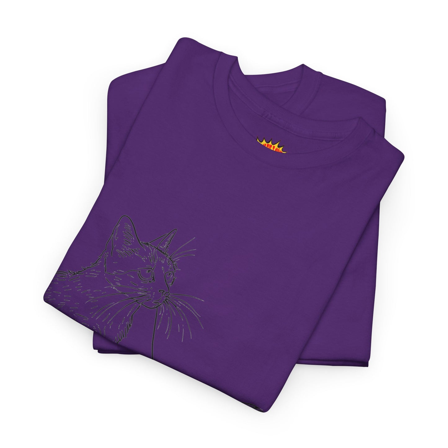 Cat w/Yarn Line Drawing Art Tee Shirt *Multiple Colors*