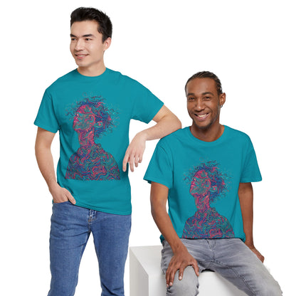 Line Drawing Multicolor Human Graphic Art Tee Shirt