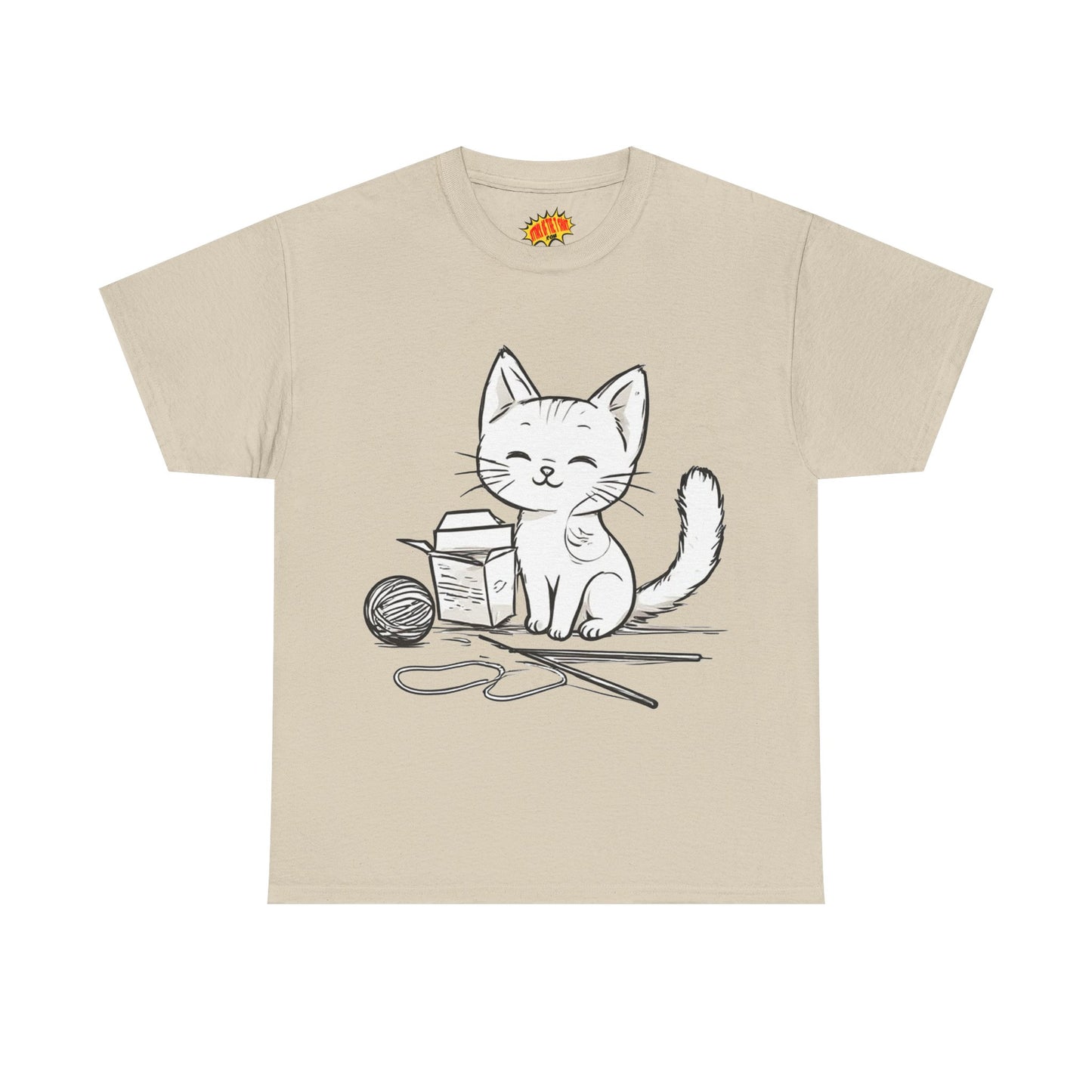 White Cat w/Takeout Yarn Art Tee Shirt *Multiple Colors*