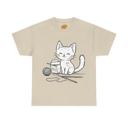 White Cat w/Takeout Yarn Art Tee Shirt