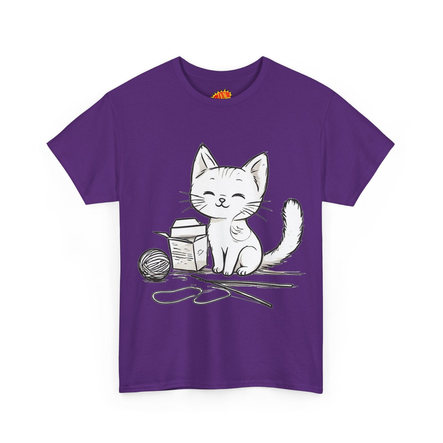 White Cat w/Takeout Yarn Art Tee Shirt *Multiple Colors*