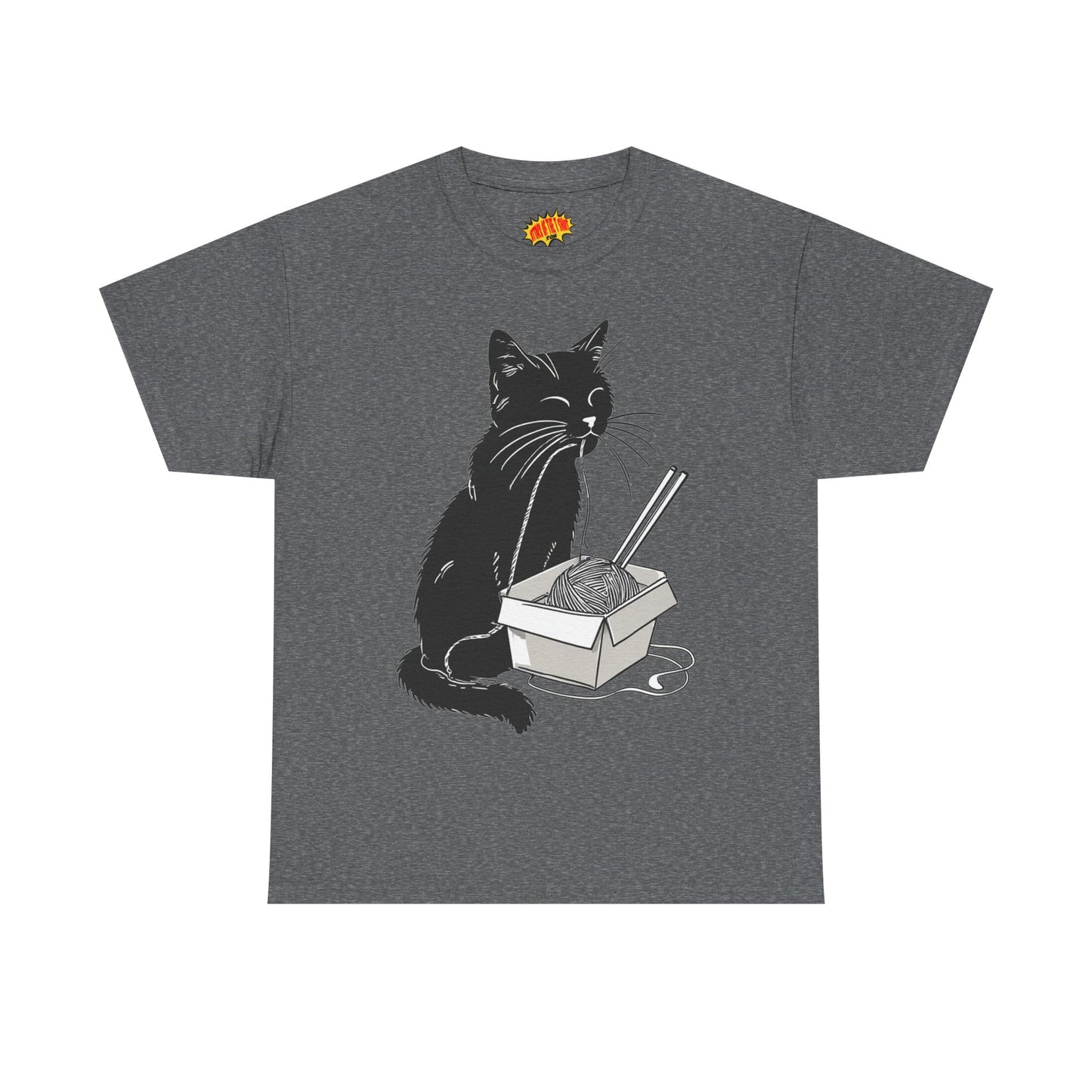 Black Cat w/Noodles Drawing Art Tee Shirt *Multiple Colors*