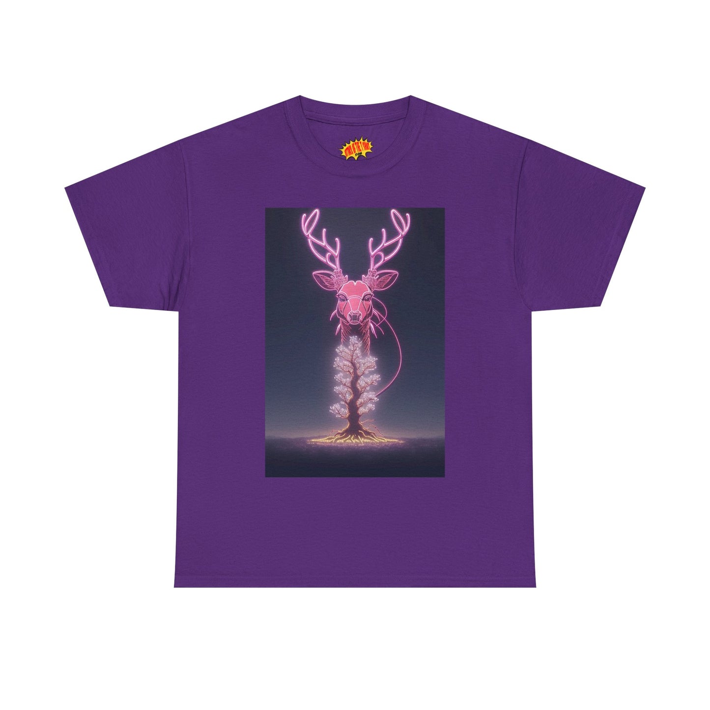 Electric Neon Deer Tree Cotton Tee Shirt *Multiple Colors*