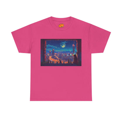 Anime Cityscape Night Scene w/Girl & Cats T-Shirt
