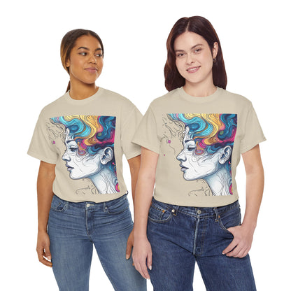 Face w/Color Hair Graphic Art Tee Shirt