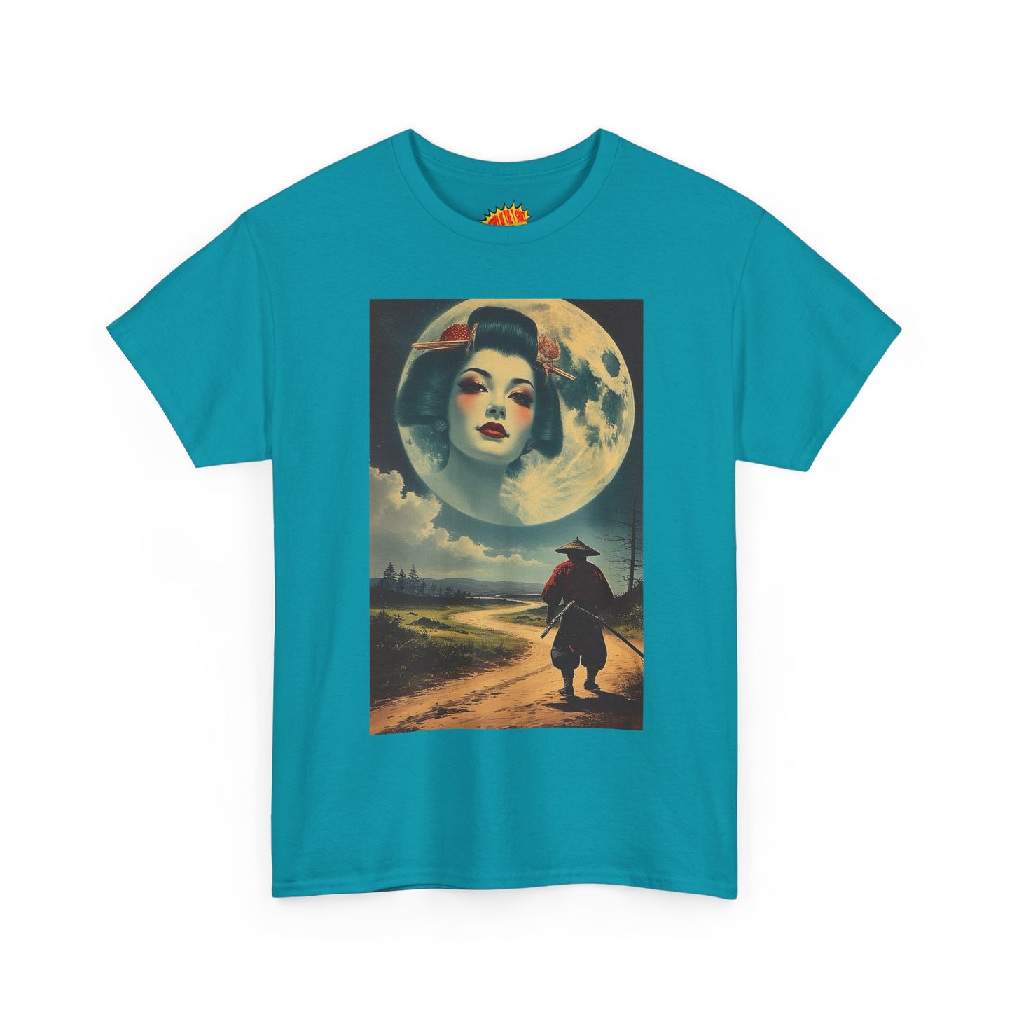 Samurai w/Geisha Full Moon T-Shirt *Multiple Colors*