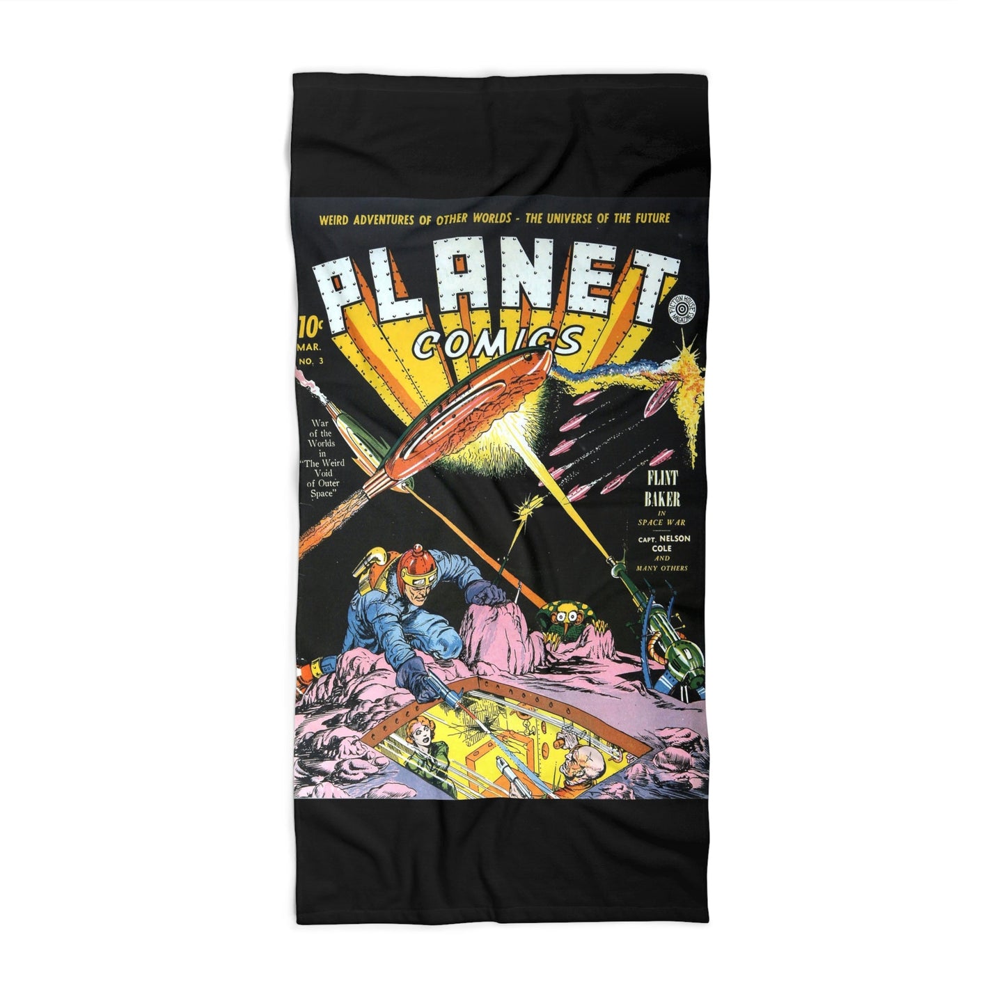 Planet Comics #3 Beach Towel Black