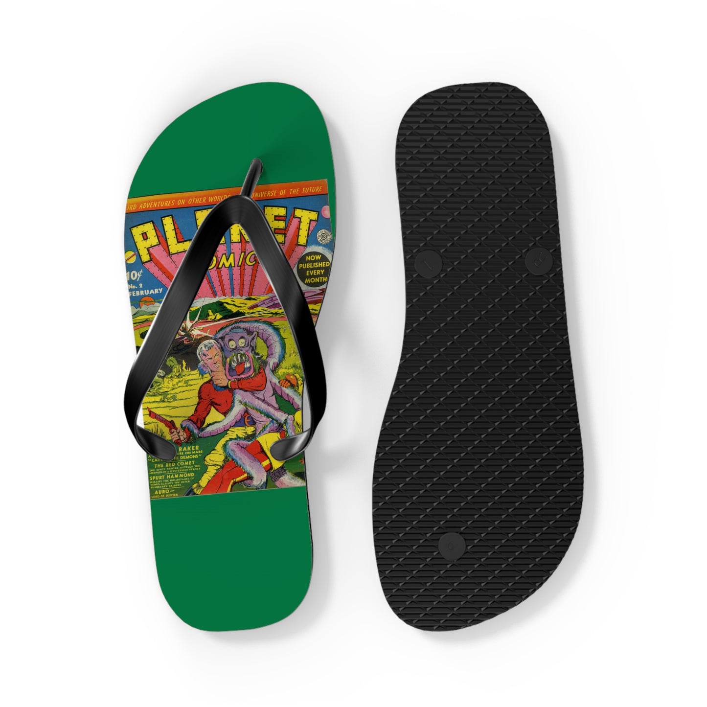 Planet Comics #2 Flip Flops Green *Multiple Sizes Available*