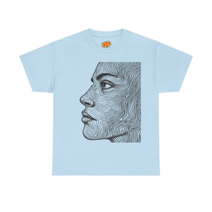 Human Face Profile Line Drawing Graphic Art Tee Shirt