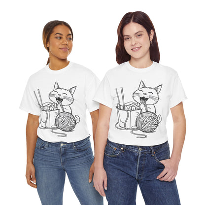 Happy Cat w/Noodles + Yarn Art Tee Shirt