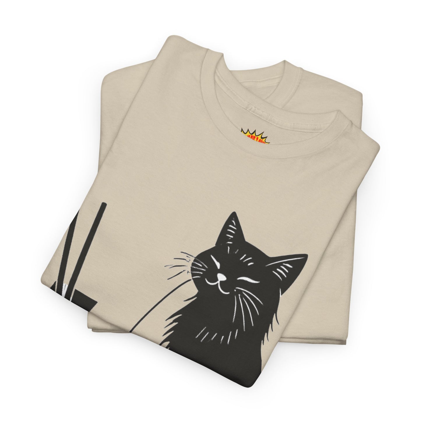 Black Cat w/Takeout Yarn Art Tee Shirt *Multiple Colors*