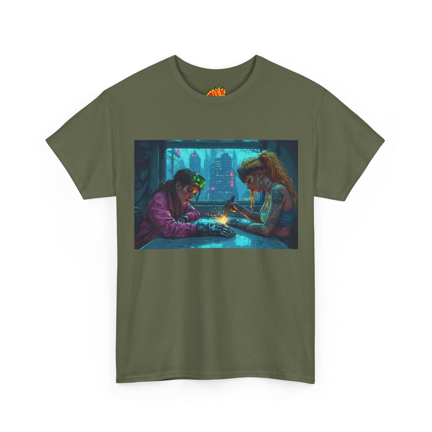 Cyberpunk Ladies Welding Scene T-Shirt *Multiple Colors*
