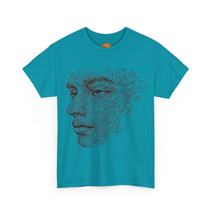 Human Face Silhouette Line Drawing Graphic Art Tee Shirt