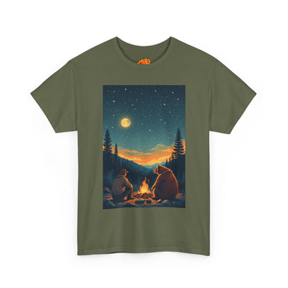Mountain Man w/ Brown Bear Campfire Scene T-Shirt