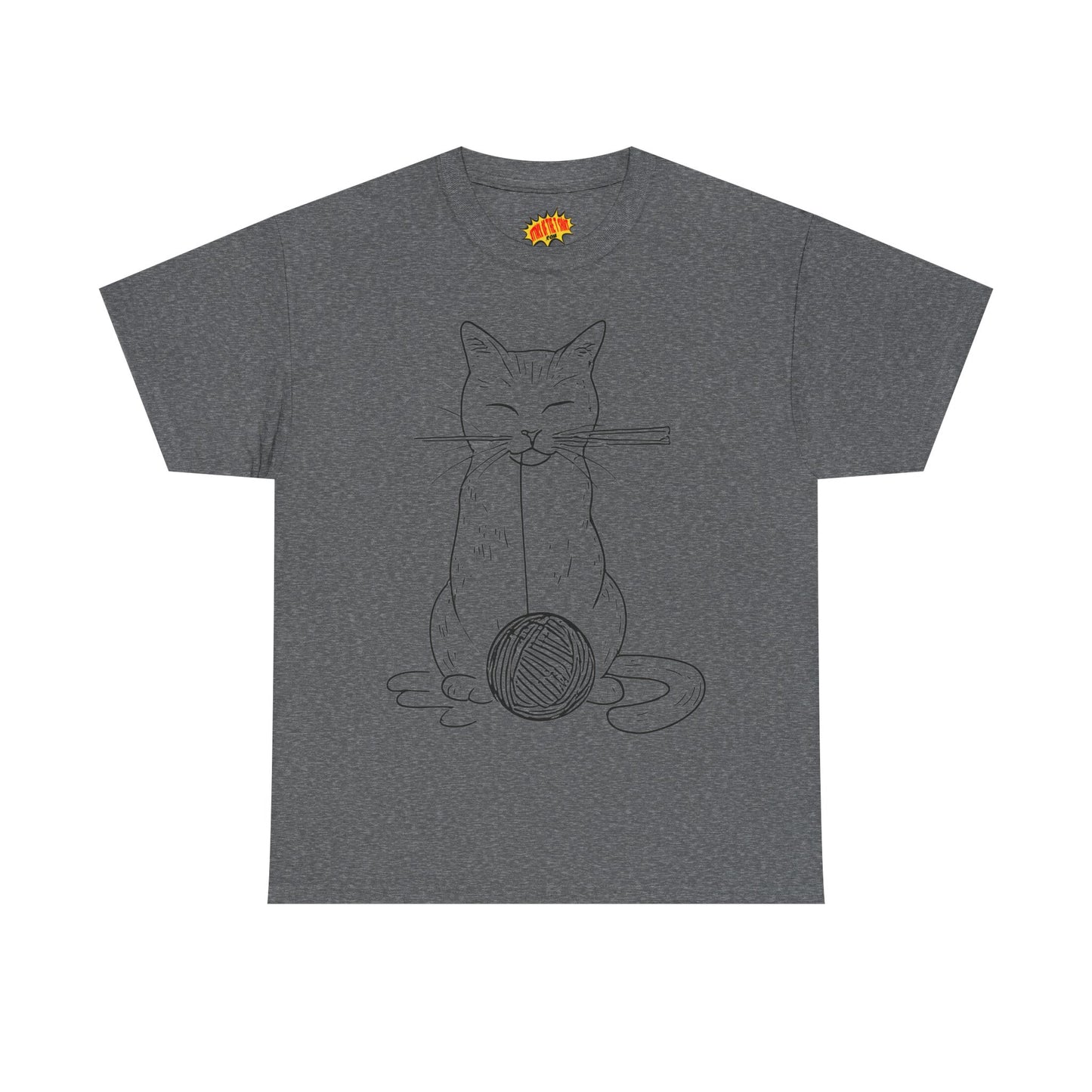 Cat w/Yarn Ball Line Art Drawing Tee Shirt *Multiple Colors*