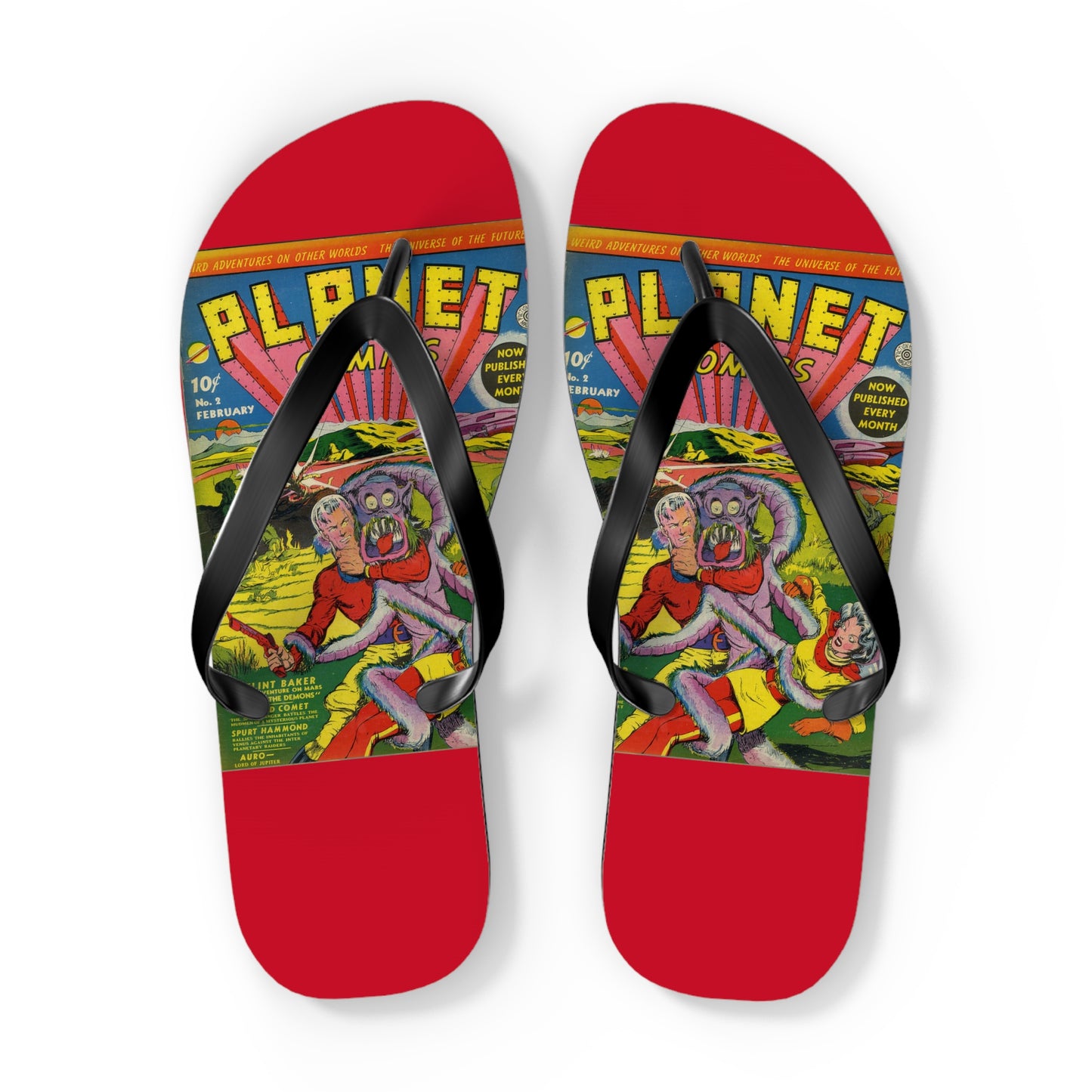 Planet Comics #2 Flip Flops Red *Multiple Sizes Available*