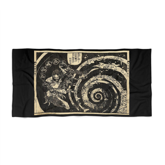 Destruction by Hokusai Beach Towel