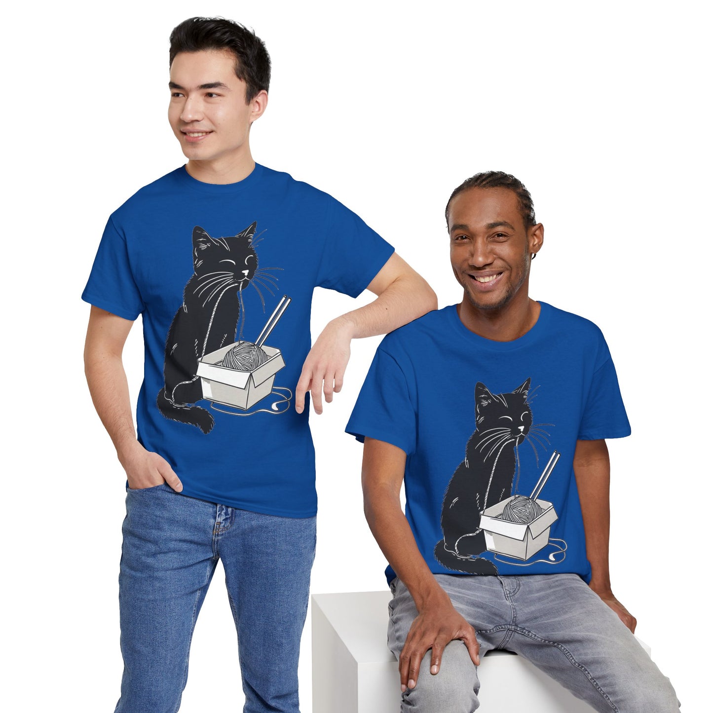 Black Cat w/Noodles Drawing Art Tee Shirt *Multiple Colors*