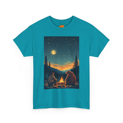 Mountain Man w/ Brown Bear Campfire Scene T-Shirt
