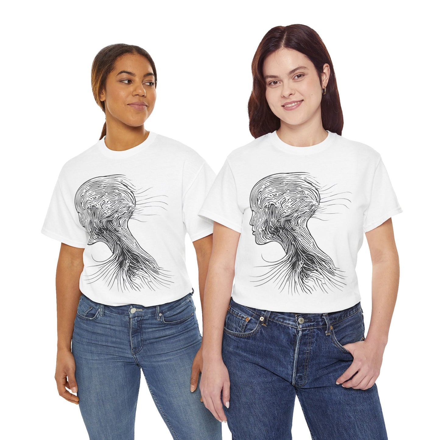 Face Silhouette Line Drawing Graphic Art Tee Shirt *Multiple Colors*