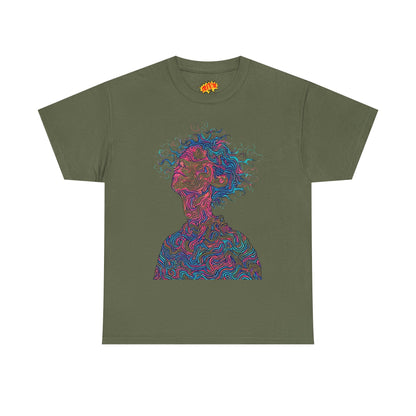 Line Drawing Multicolor Human Graphic Art Tee Shirt