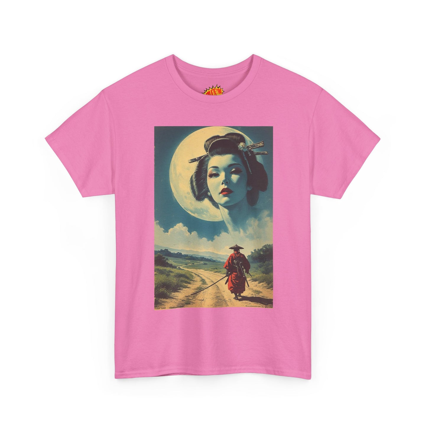 Travelling Samurai w/Moon Geisha Woman T-Shirt *Multiple Colors*