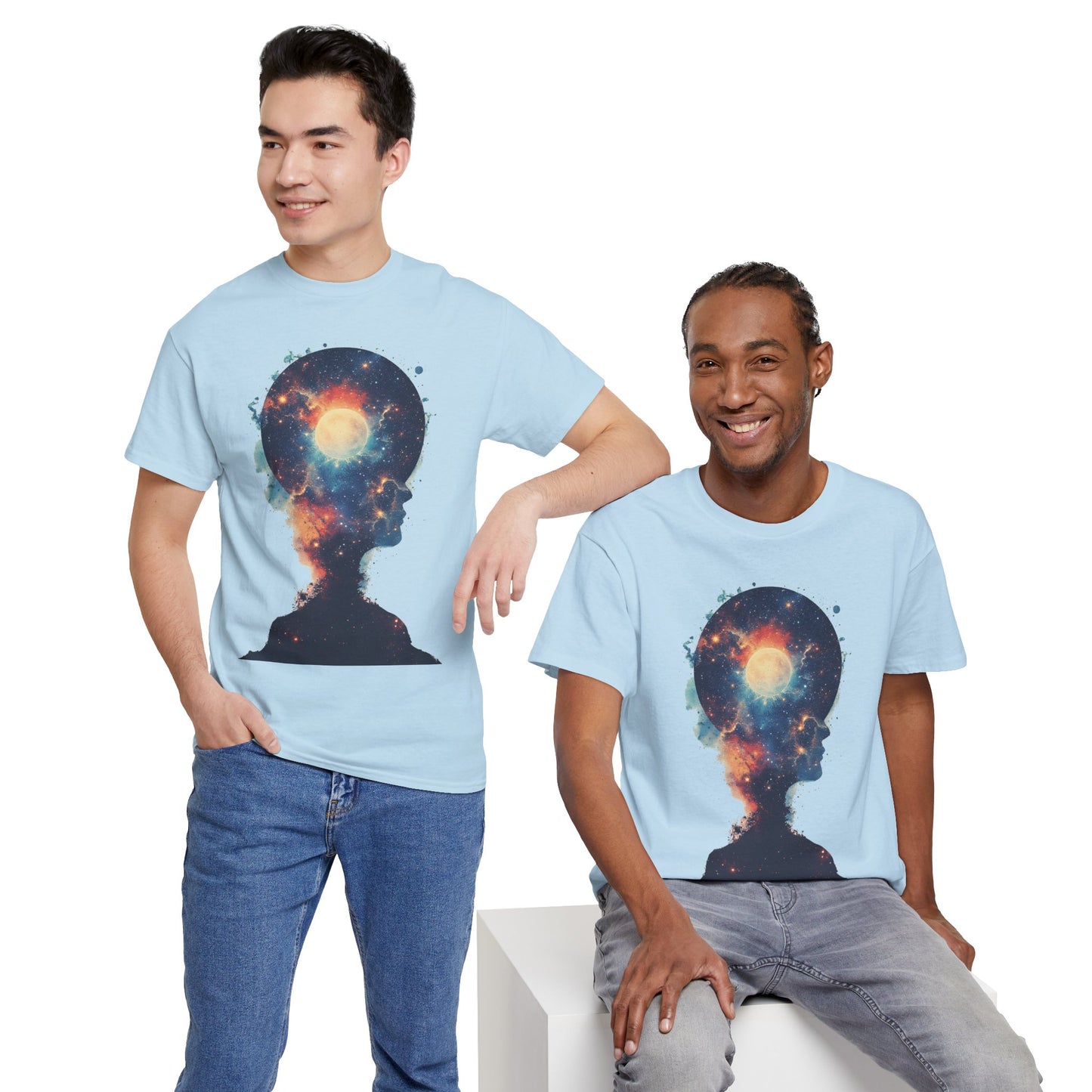 Abstract Galaxy Nebula Art w/Face Graphic Tee Shirt *Multiple Colors*