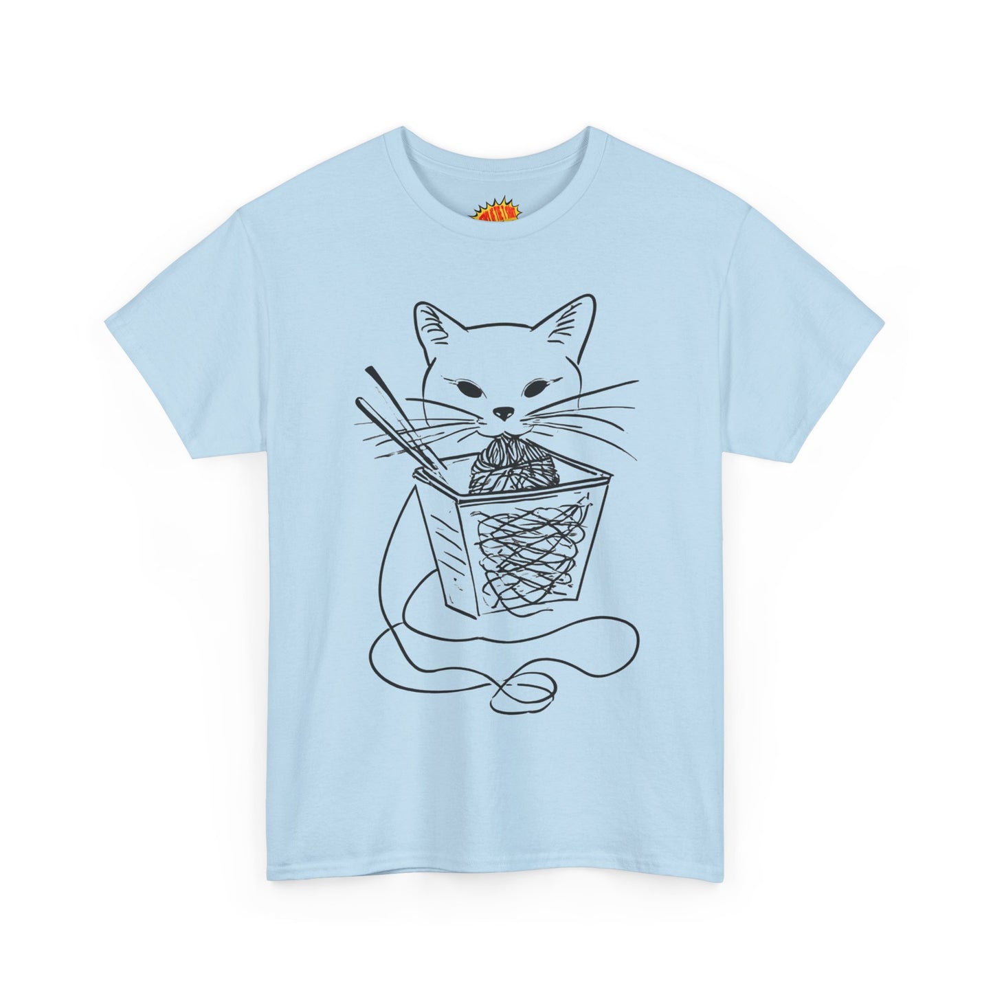 Cat w/Noodles Line Art Drawing Tee Shirt *Multiple Colors*