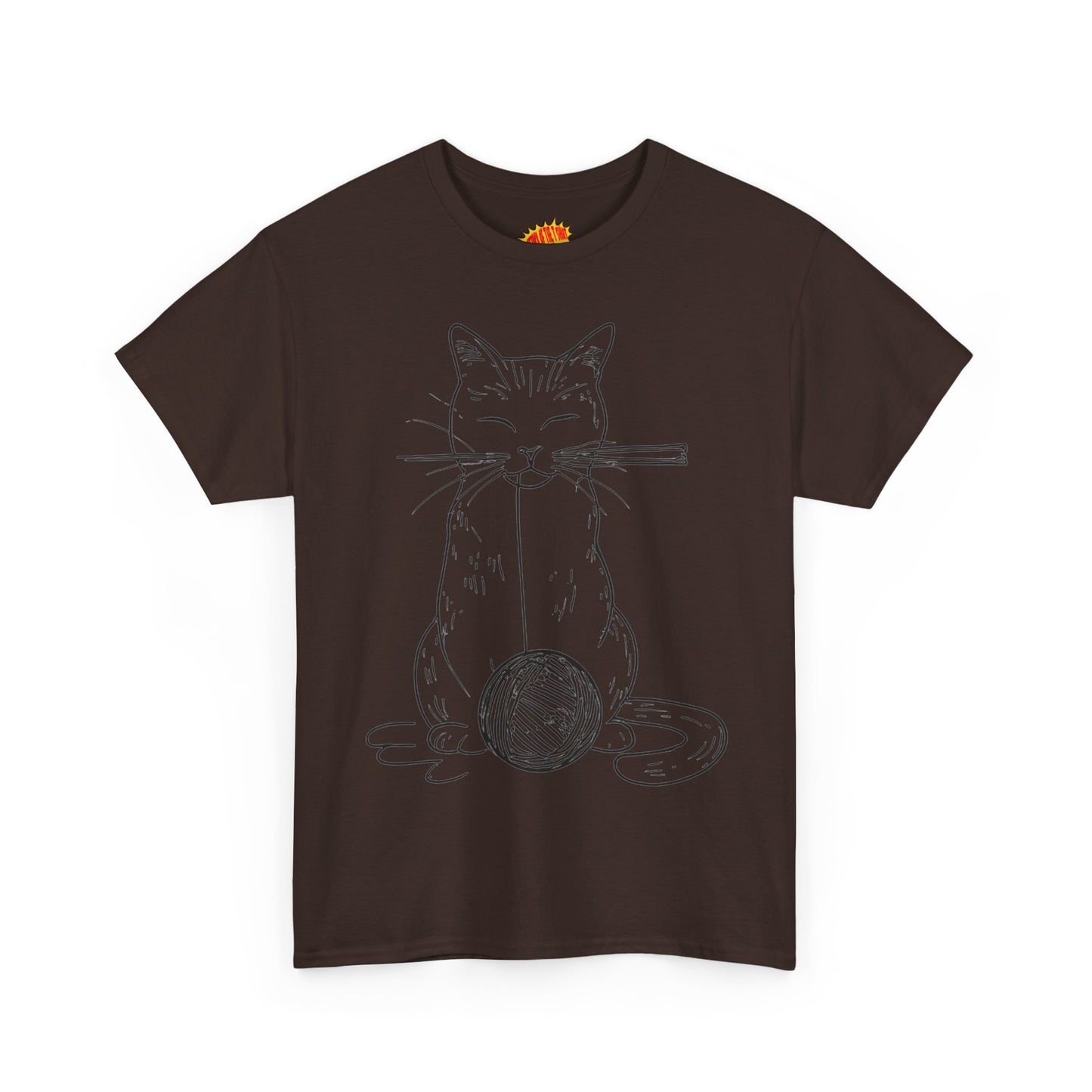 Cat w/Yarn Ball Line Art Drawing Tee Shirt *Multiple Colors*