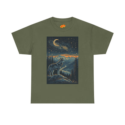 Mountain Wolf Sliver Moon Scene T-Shirt