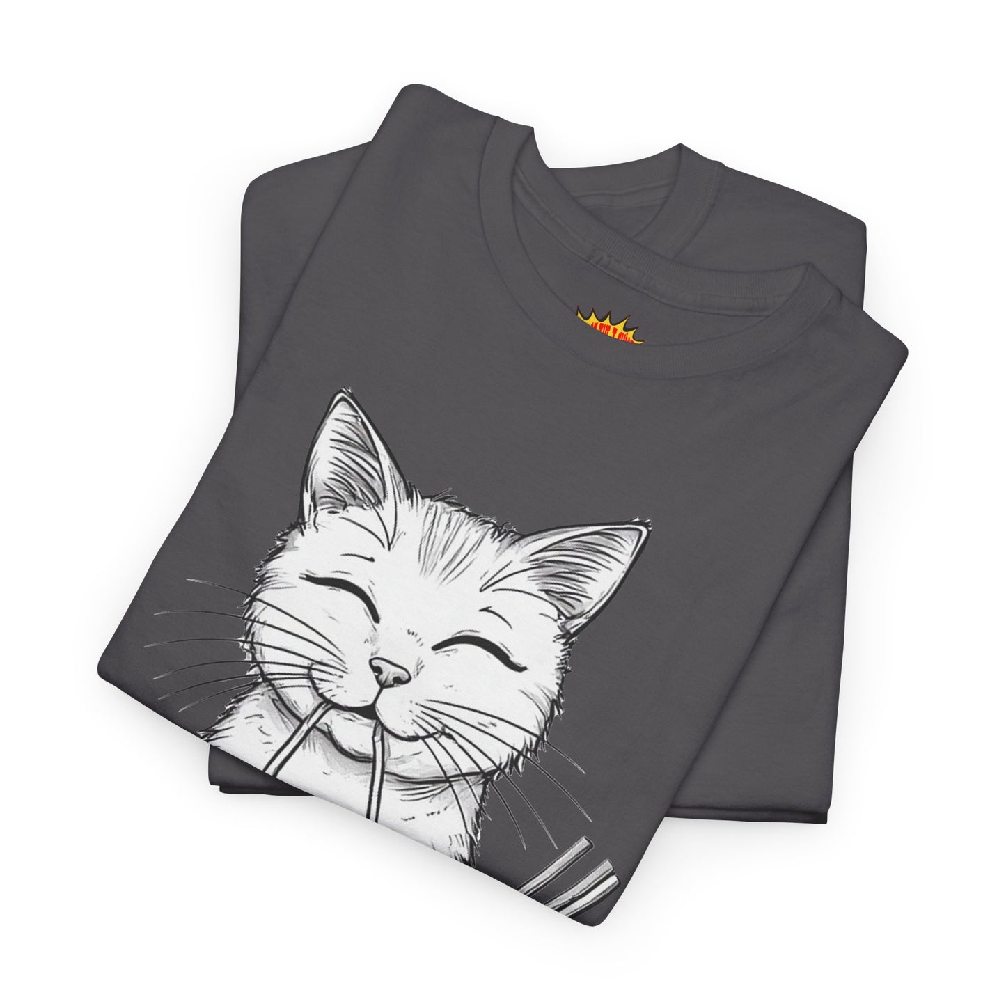 Cat w/Noodles Drawing Art Tee Shirt *Multiple Colors*