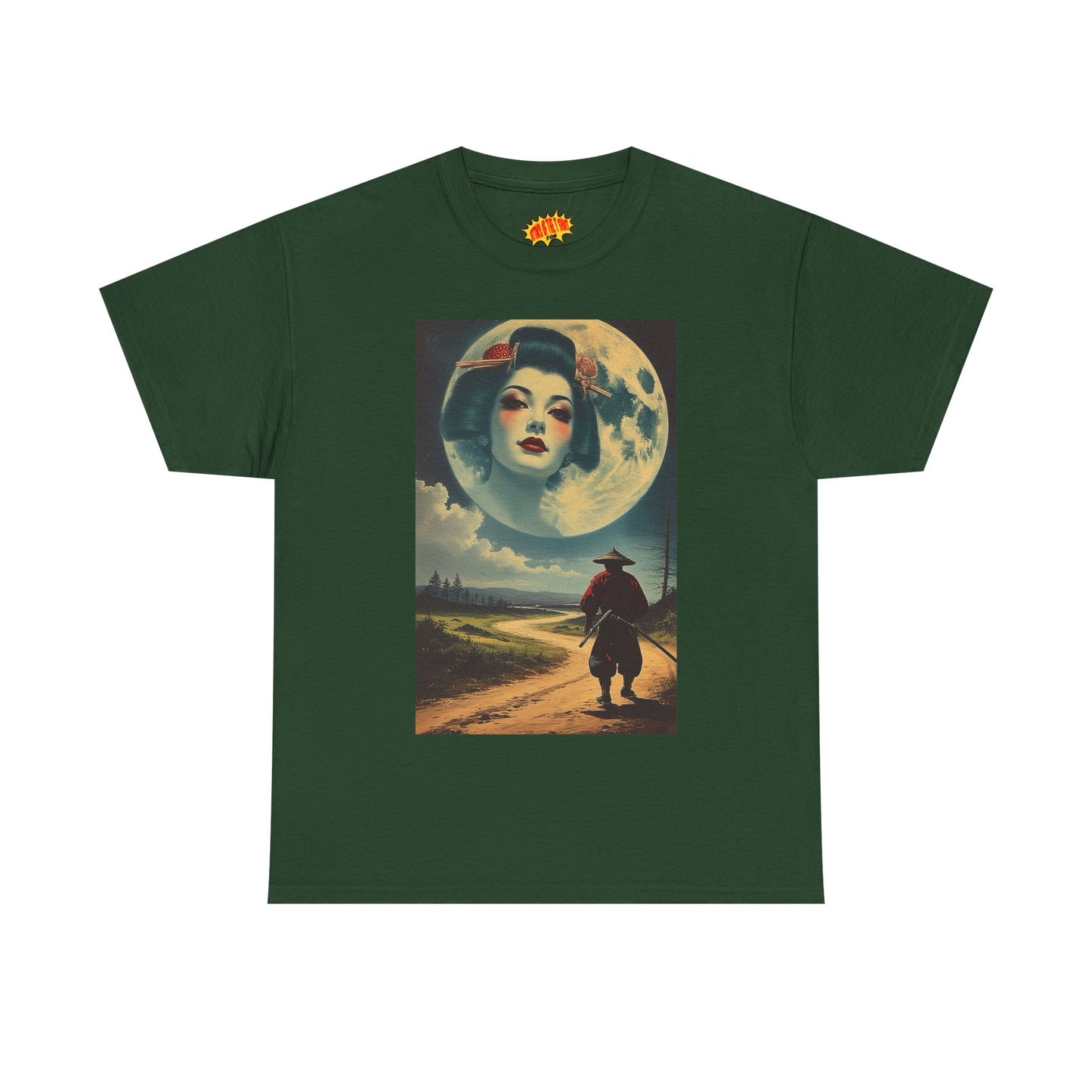 Samurai w/Geisha Full Moon T-Shirt *Multiple Colors*