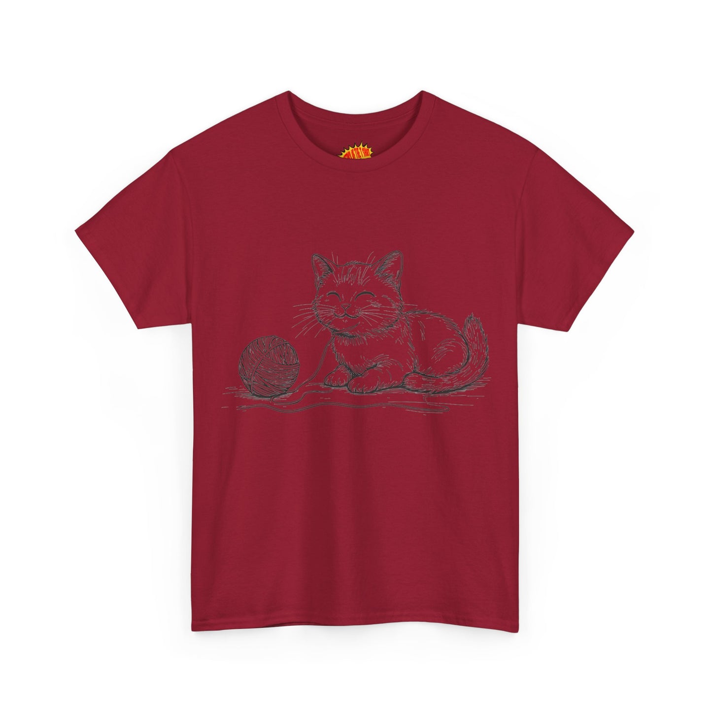Cat w/Yarn Ball Line Drawing Tee Shirt *Multiple Colors*