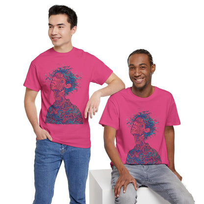 Line Drawing Multicolor Human Graphic Art Tee Shirt