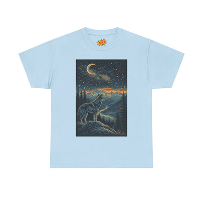 Mountain Wolf Sliver Moon Scene T-Shirt