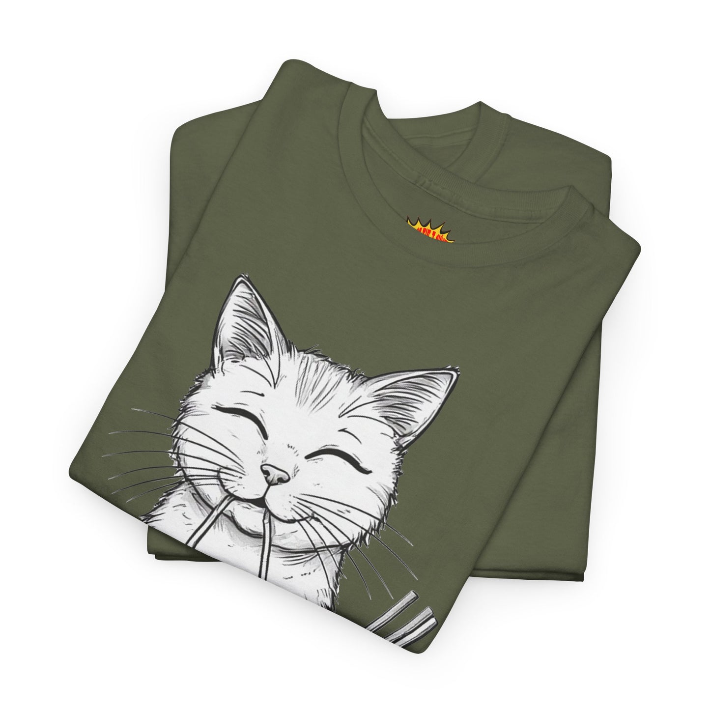 Cat w/Noodles Drawing Art Tee Shirt *Multiple Colors*