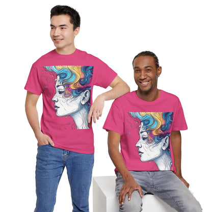 Face w/Color Hair Graphic Art Tee Shirt