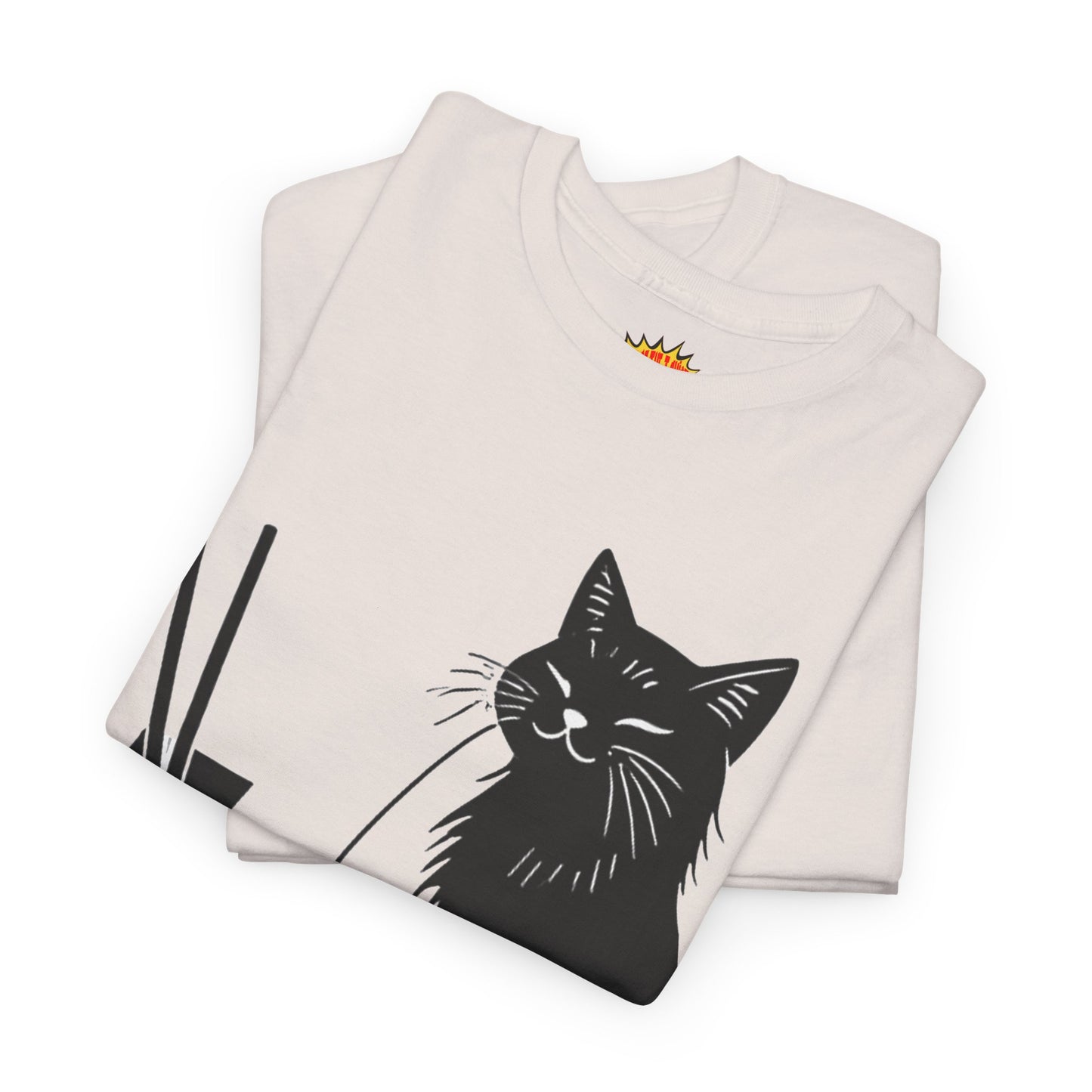 Black Cat w/Takeout Yarn Art Tee Shirt *Multiple Colors*