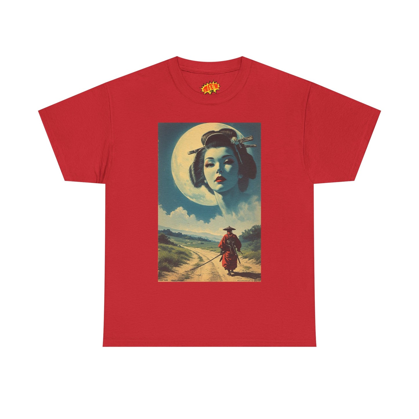 Travelling Samurai w/Moon Geisha Woman T-Shirt *Multiple Colors*
