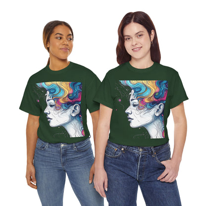 Face w/Color Hair Graphic Art Tee Shirt