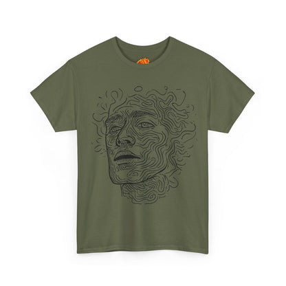 Human Face Line Drawing Portrait Graphic Art Tee Shirt