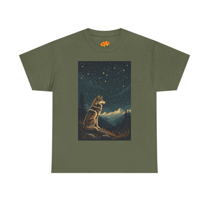 Mountain Wolf with Starry Night T-Shirt