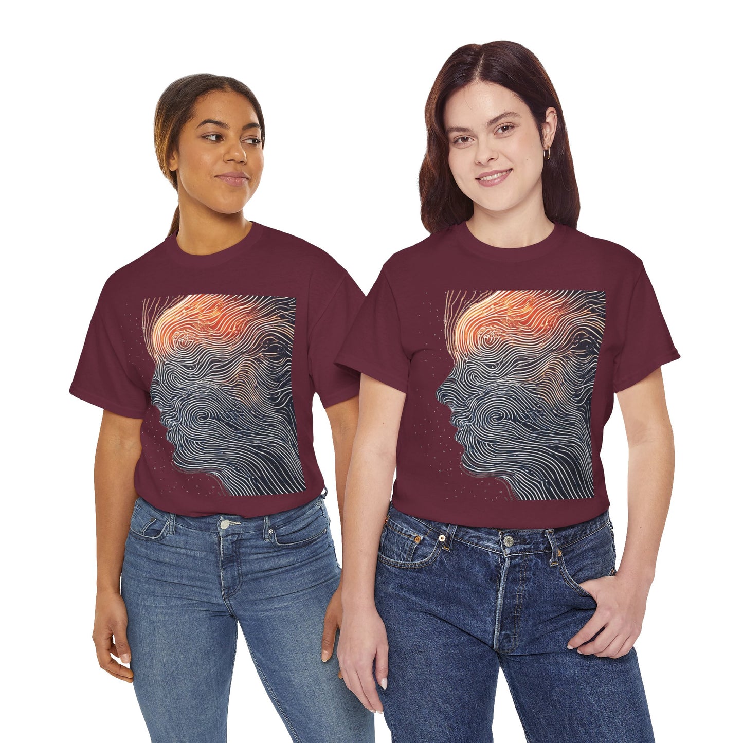 Line Drawing Face Graphic Art Tee Shirt *Multiple Colors*